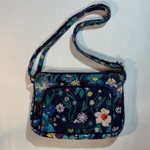 Vera Bradley Mini Crossbody Moonlight Garden Blue Floral Purse Bag GC